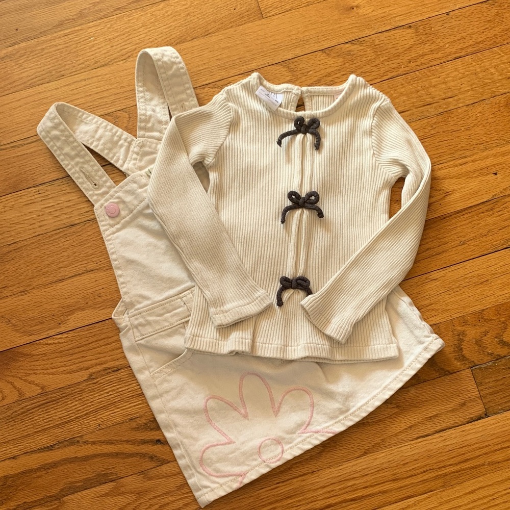 Zara Cream and Black Kids Matching Set(Zara and Old Navy),size 2T